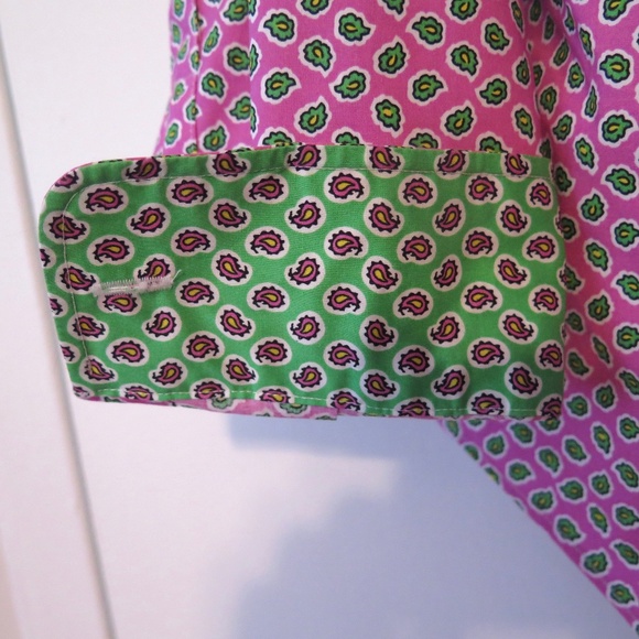 Lauren Pink Paisley No-Iron Stretch Shirt - Contrast Collar and Cuff - Picture 6 of 14
